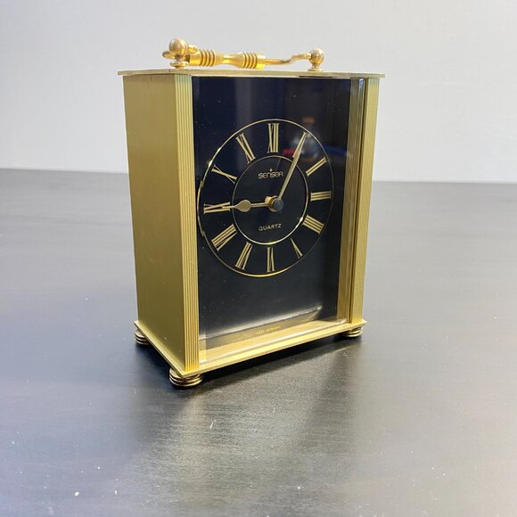 West Germany Sensor Quartz, Brass Clock Working Perfectly, Golden and Black, Tab - Picture 9 of 10